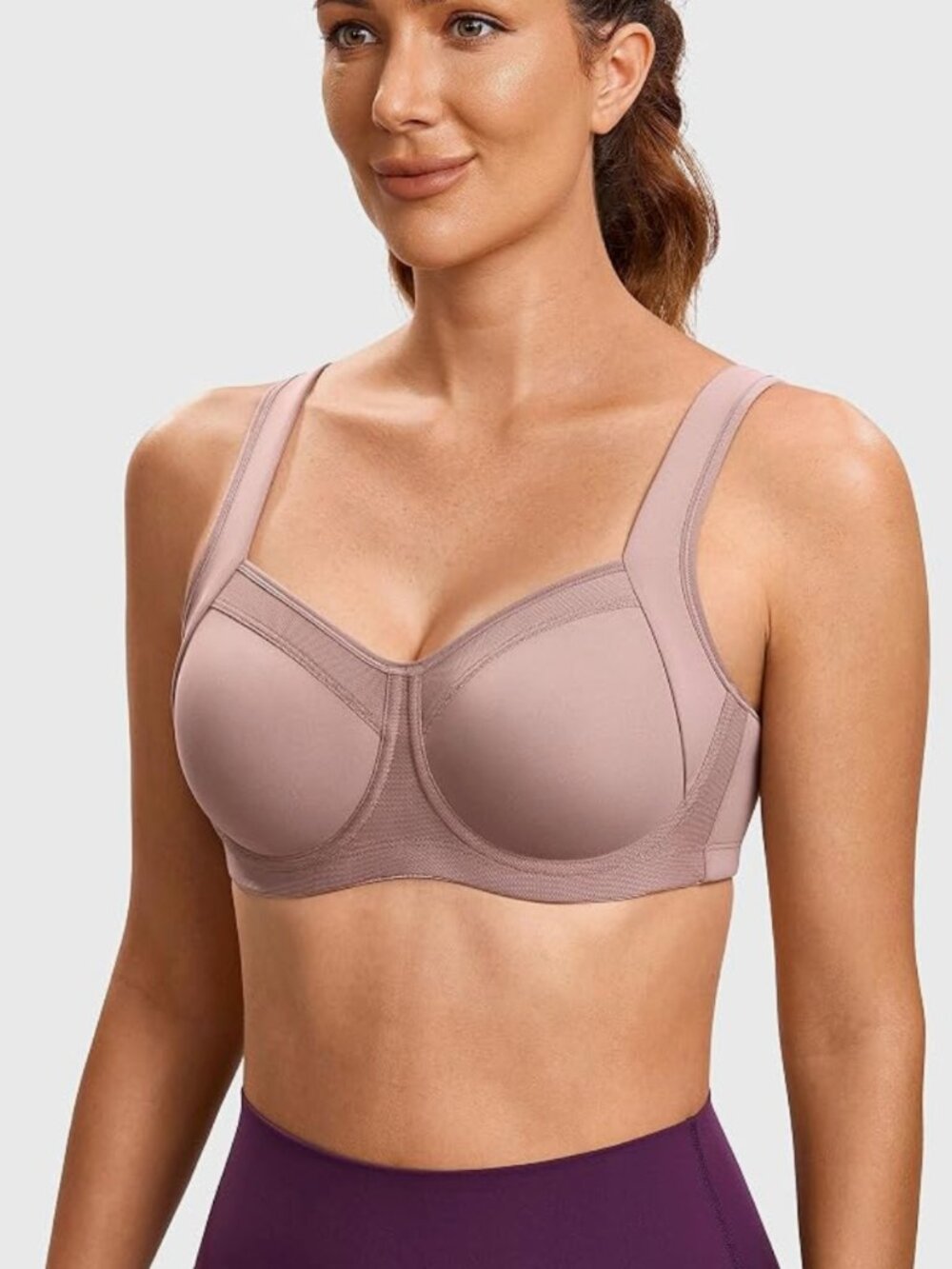SYROKAN Front Mesh Unlined Sports Bra Color Brick Size 32 E